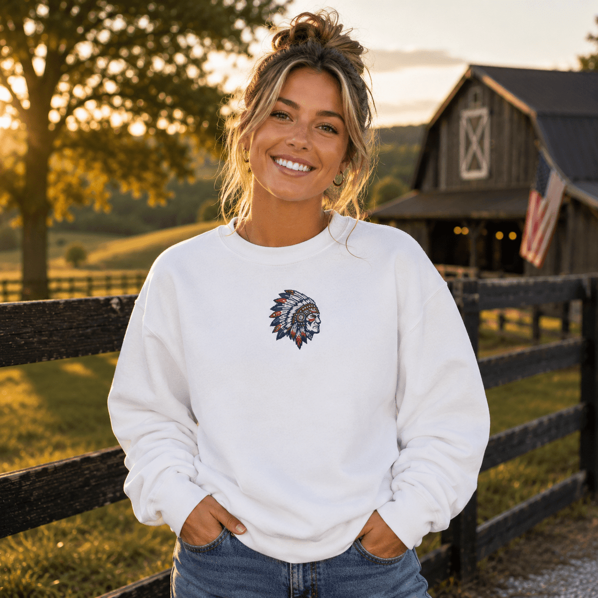 Patriotic Heritage Feather Sweatshirt | Vintage Americana Graphic - Bluegrass Elite Apparel LLC