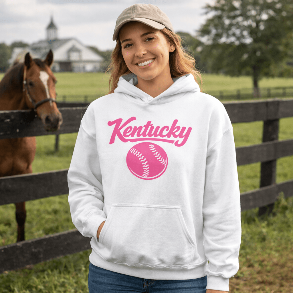 Pink Kentucky Script Softball Hoodie | Classic Pullover Sweatshirt - Bluegrass Elite Apparel LLC