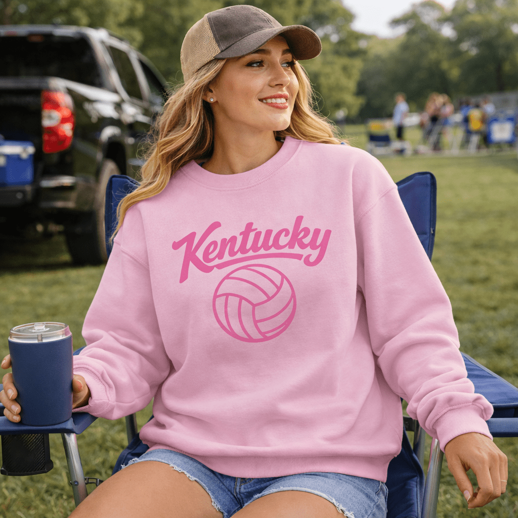 Pink Kentucky Script Volleyball Sweatshirt | Classic Crewneck - Bluegrass Elite Apparel LLC