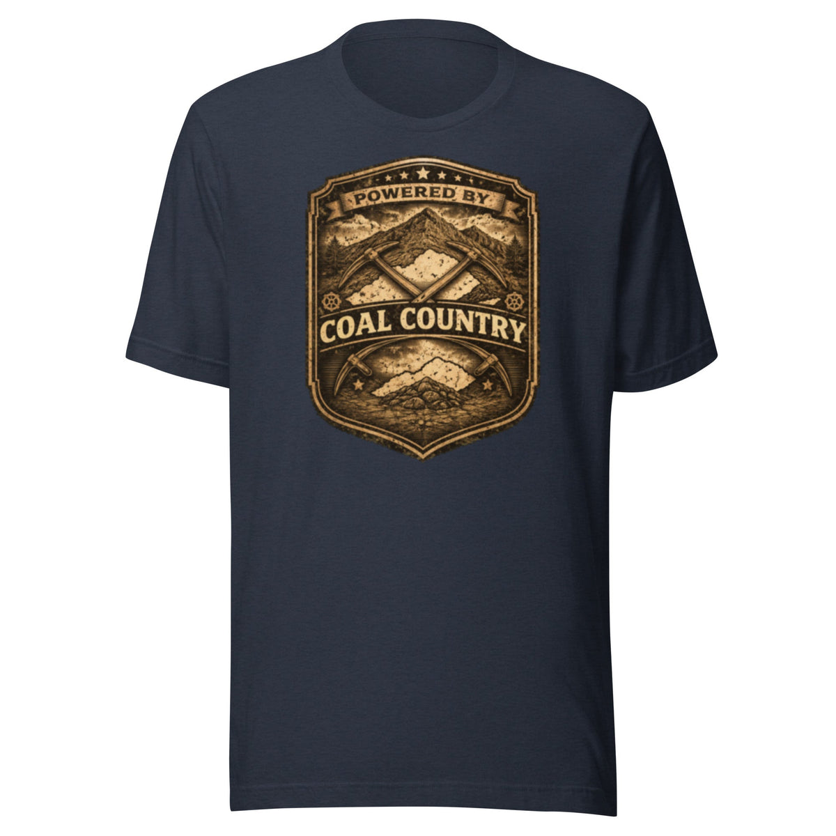 Powered by Coal Country Shirt | Vintage Industrial Badge Design | Classic - Bluegrass Elite Apparel LLC
