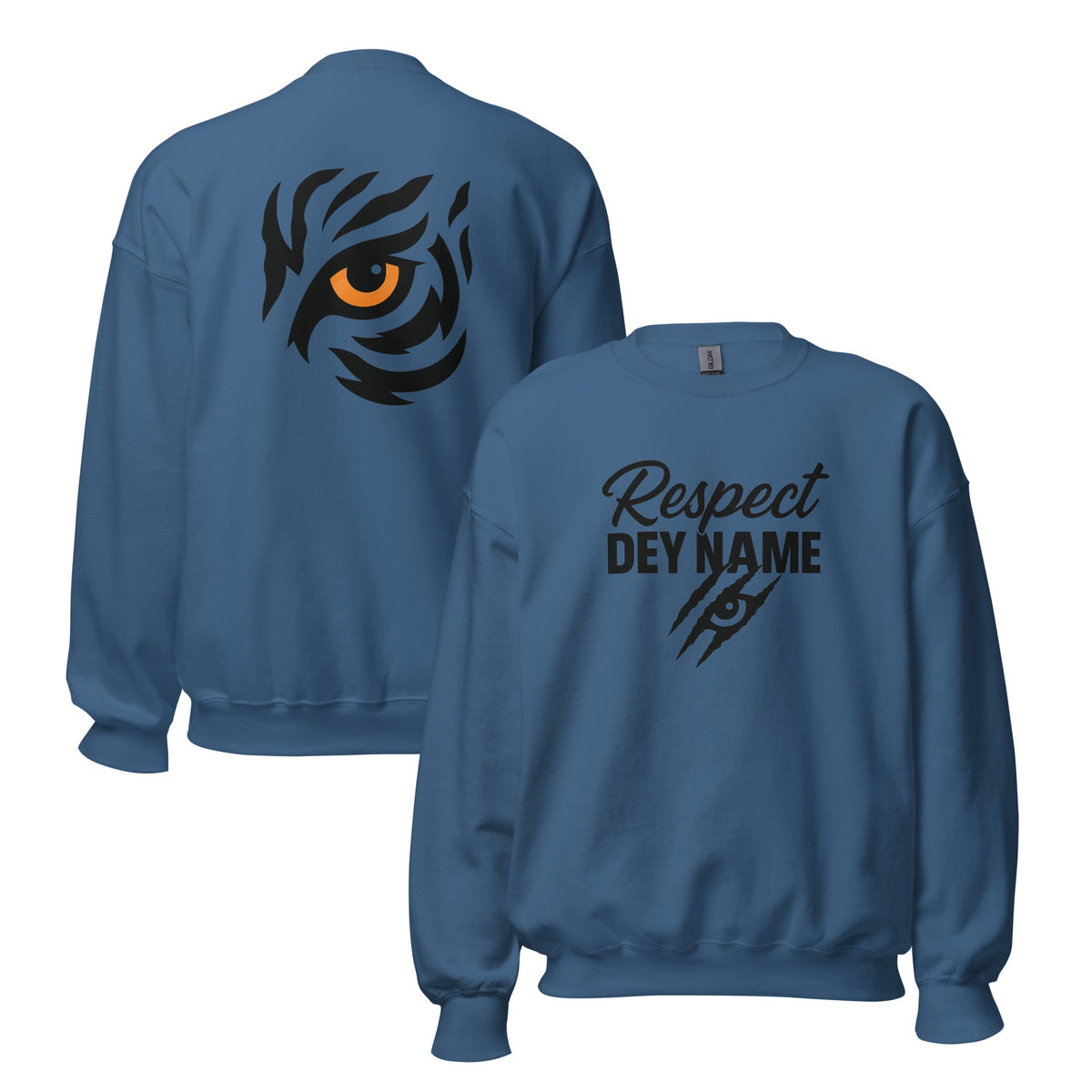 Respect Dey Name Sweatshirt | Fierce Tiger Eye Design | Unisex Fit - Bluegrass Elite Apparel LLC