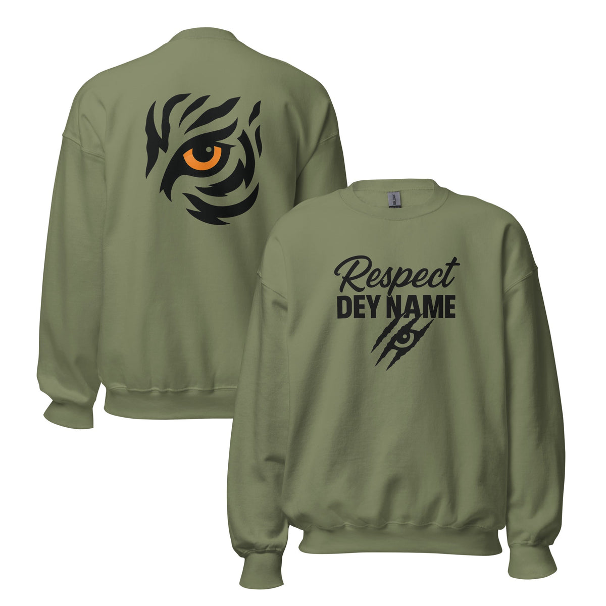 Respect Dey Name Sweatshirt | Fierce Tiger Eye Design | Unisex Fit - Bluegrass Elite Apparel LLC