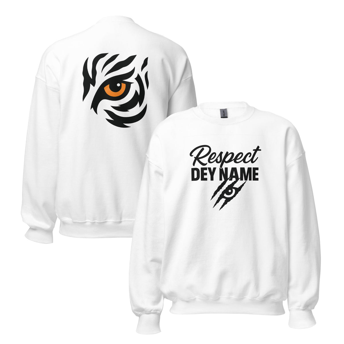 Respect Dey Name Sweatshirt | Fierce Tiger Eye Design | Unisex Fit - Bluegrass Elite Apparel LLC