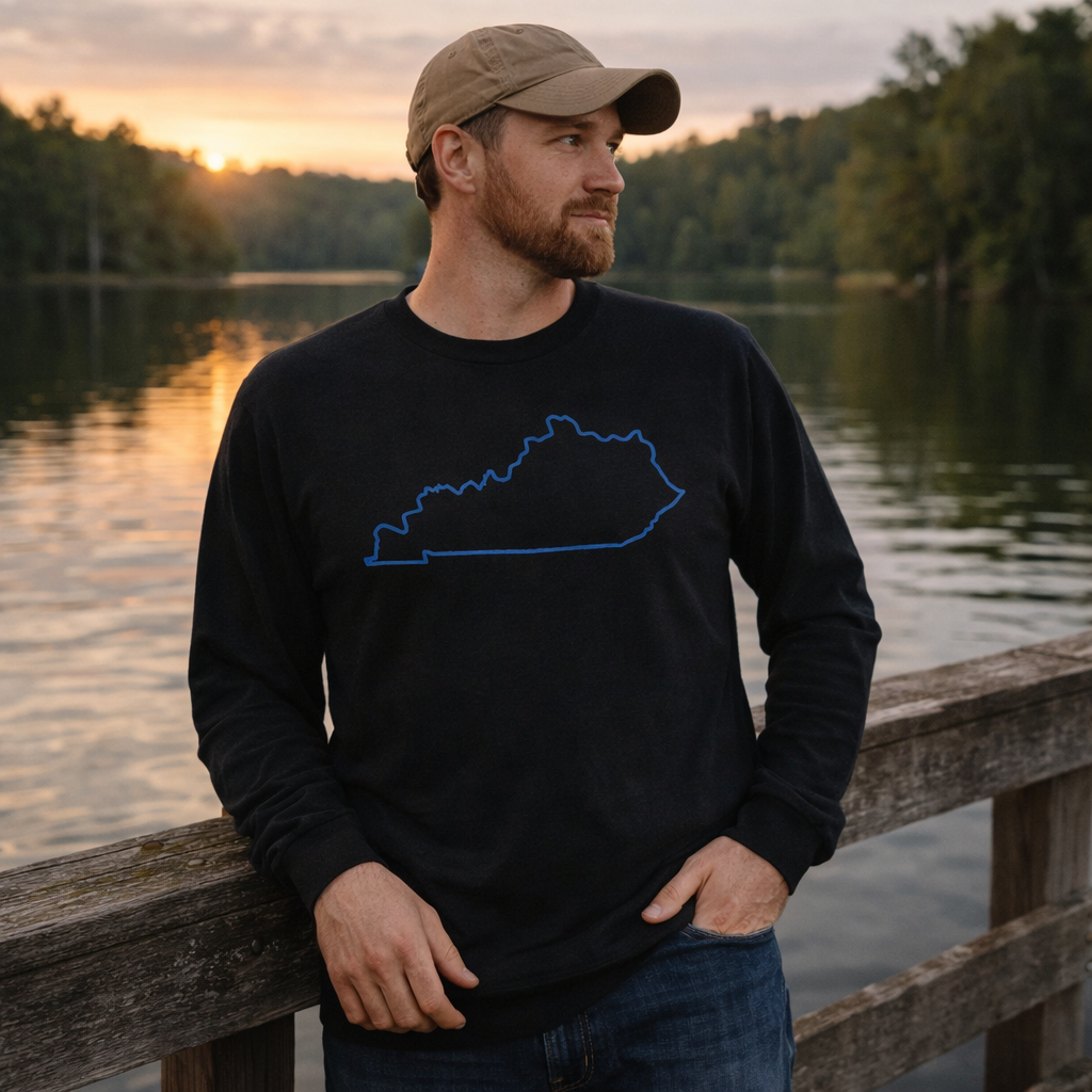 Kentucky State Outline Long Sleeve Shirt | Minimalist Design | Classic Cotton