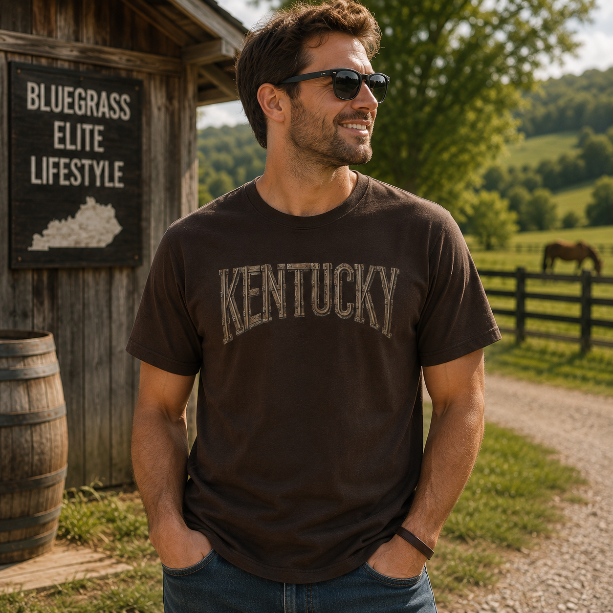 Kentucky T-Shirt | Rustic Railroad Typography Design | Classic