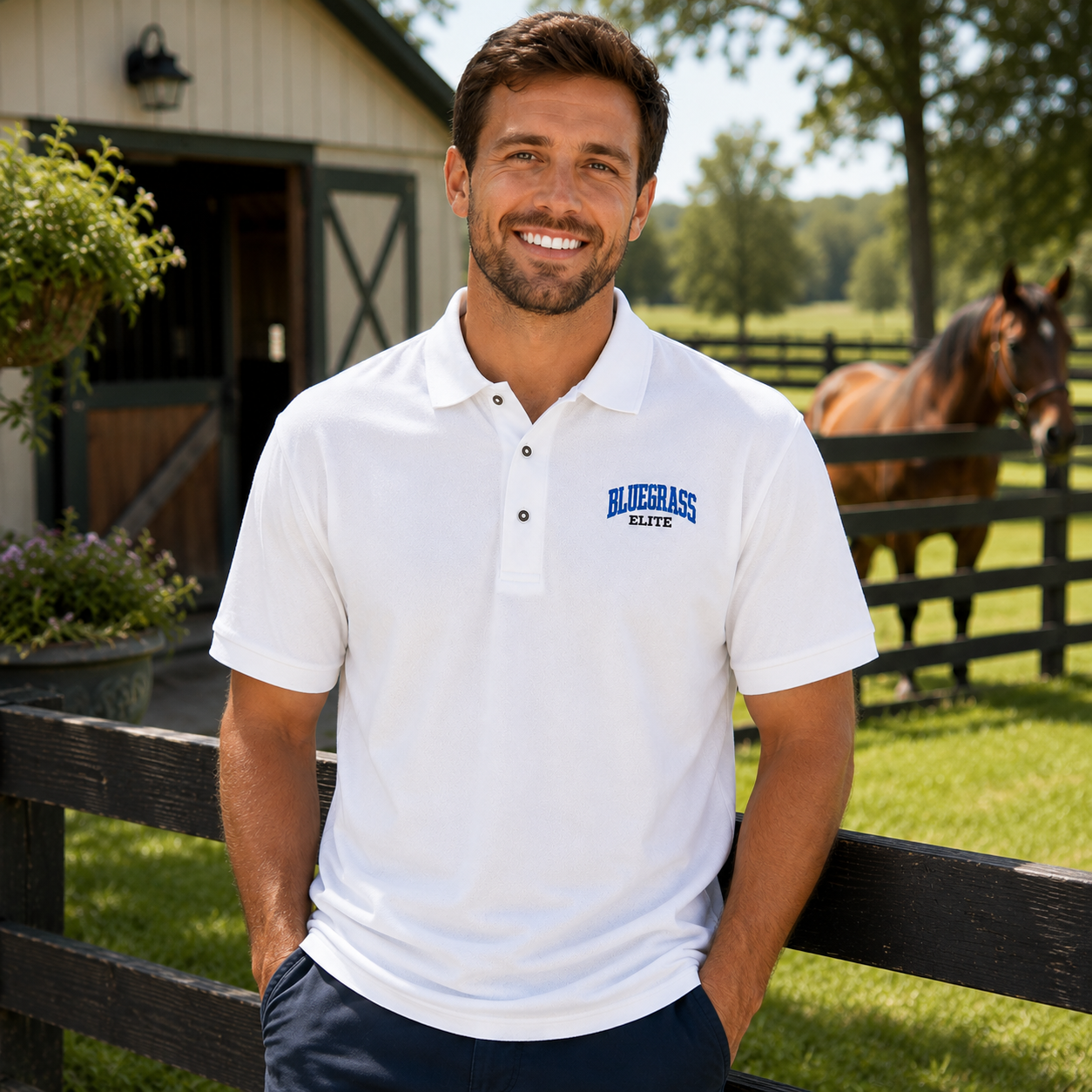 Bluegrass Elite Embroidered Men's Premium Polo | Classic Piqué Performance Shirt