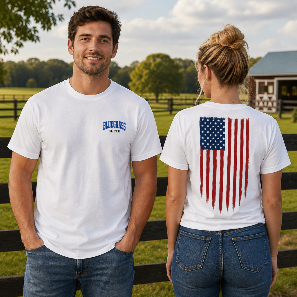 American Flag Drip Back Graphic T-Shirt | Patriotic Heritage Design | Classic