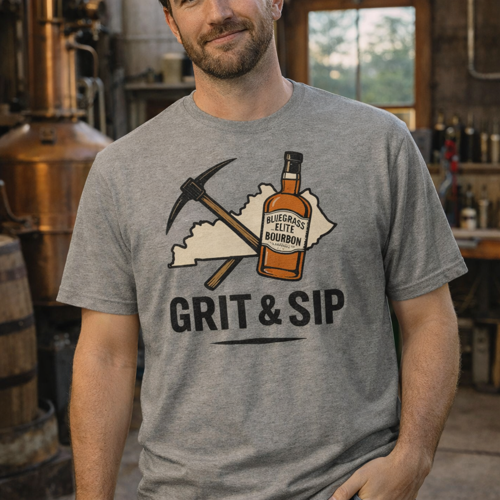 Grit and Sip Tee | Kentucky Bourbon &amp; Coal Heritage Shirt | Elite Tri-Blend