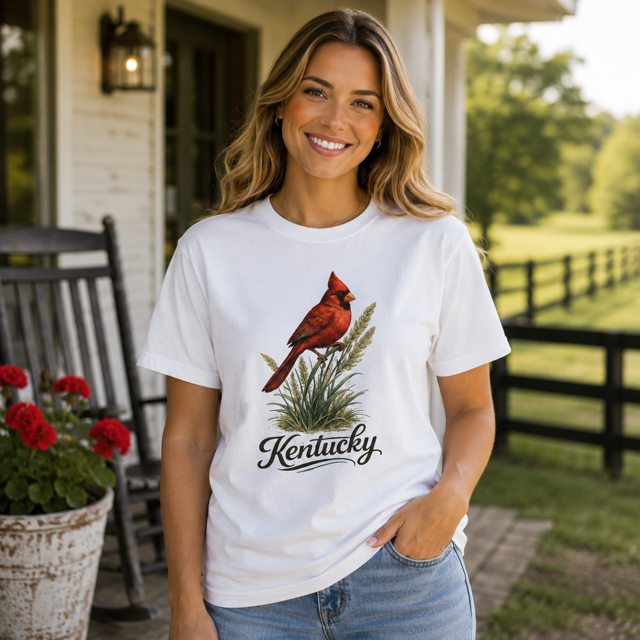 Kentucky Cardinal State Bird T-Shirt | Bluegrass Perch Design | Classic Cotton