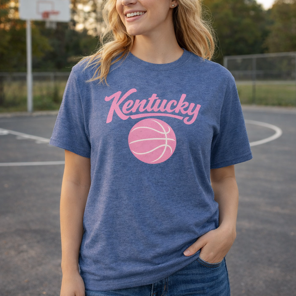 Kentucky Script Basketball T-Shirt | Pink Design | Elite Tri-Blend