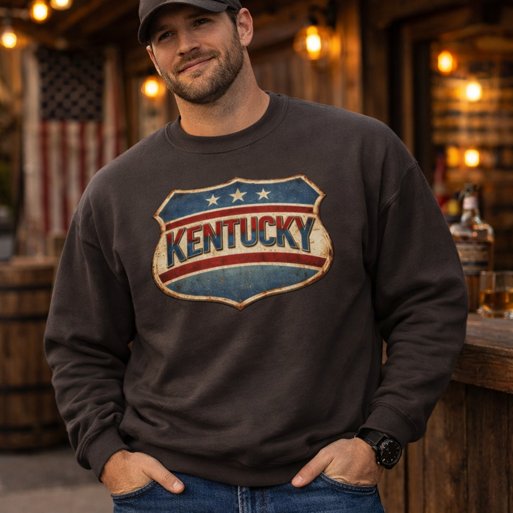 Kentucky Sweatshirt | Vintage Americana Crest | Cozy Fleece