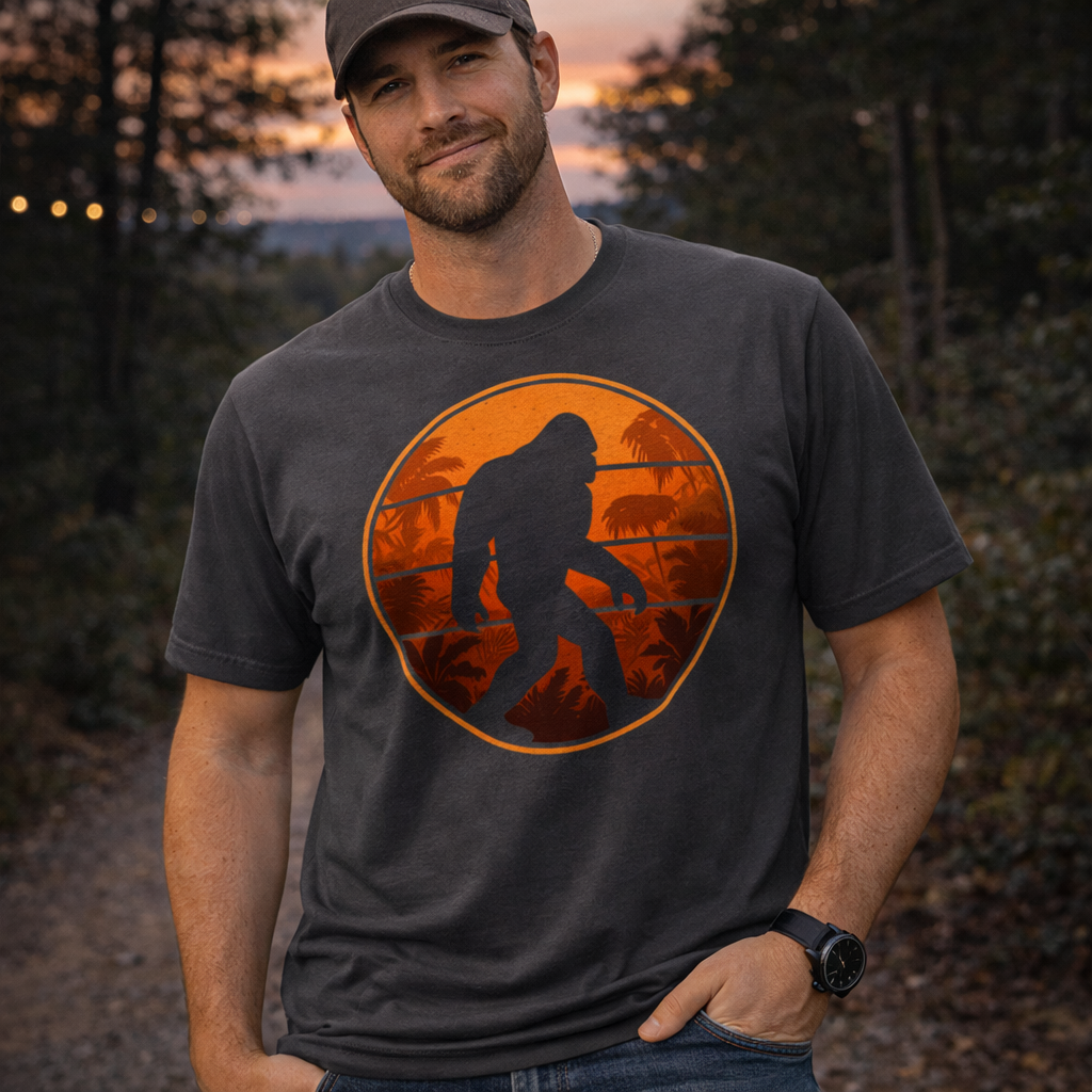 Bigfoot Jungle T-Shirt | Orange Sunset Silhouette | Classic