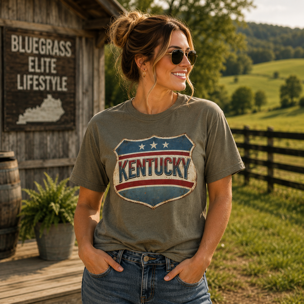 Kentucky T-Shirt | Vintage Americana Crest Design | Classic