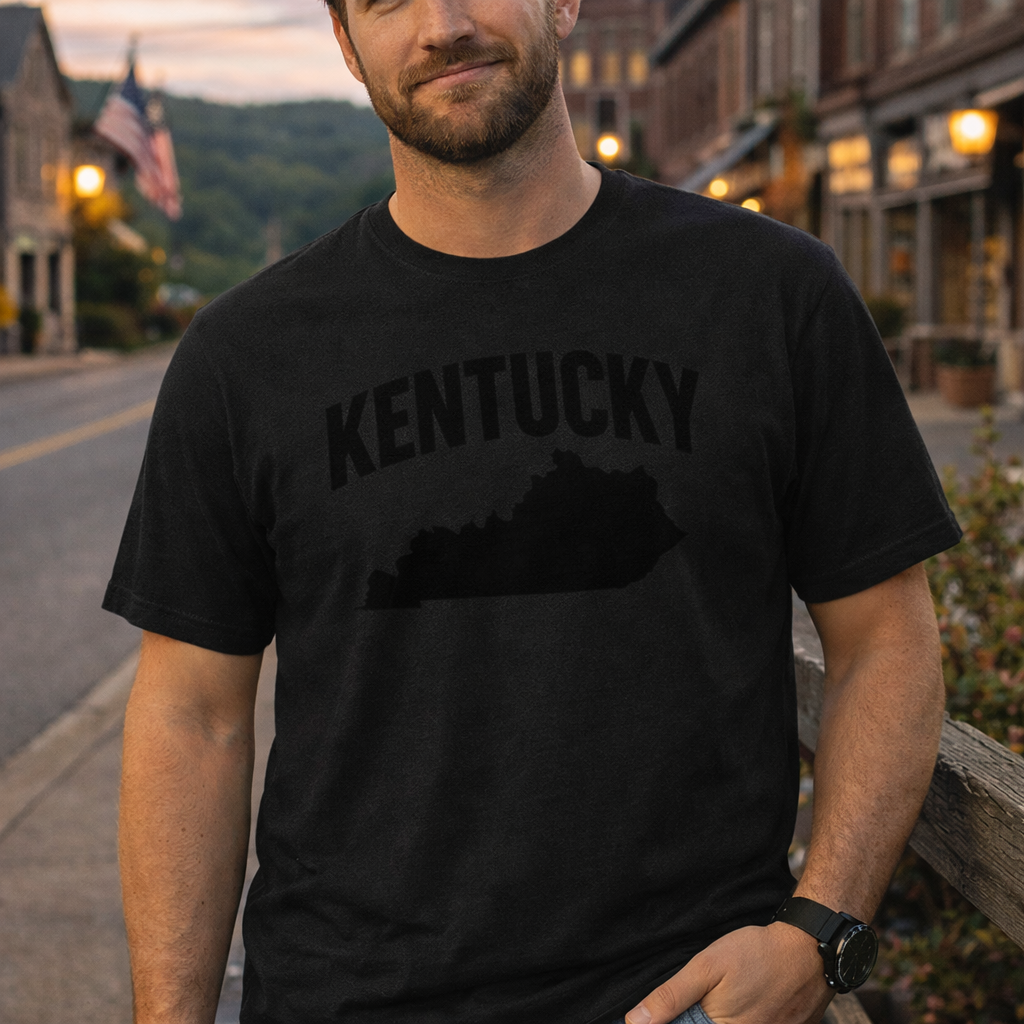 Kentucky State Silhouette T-Shirt | Bold Midnight Cotton Tee | Classic