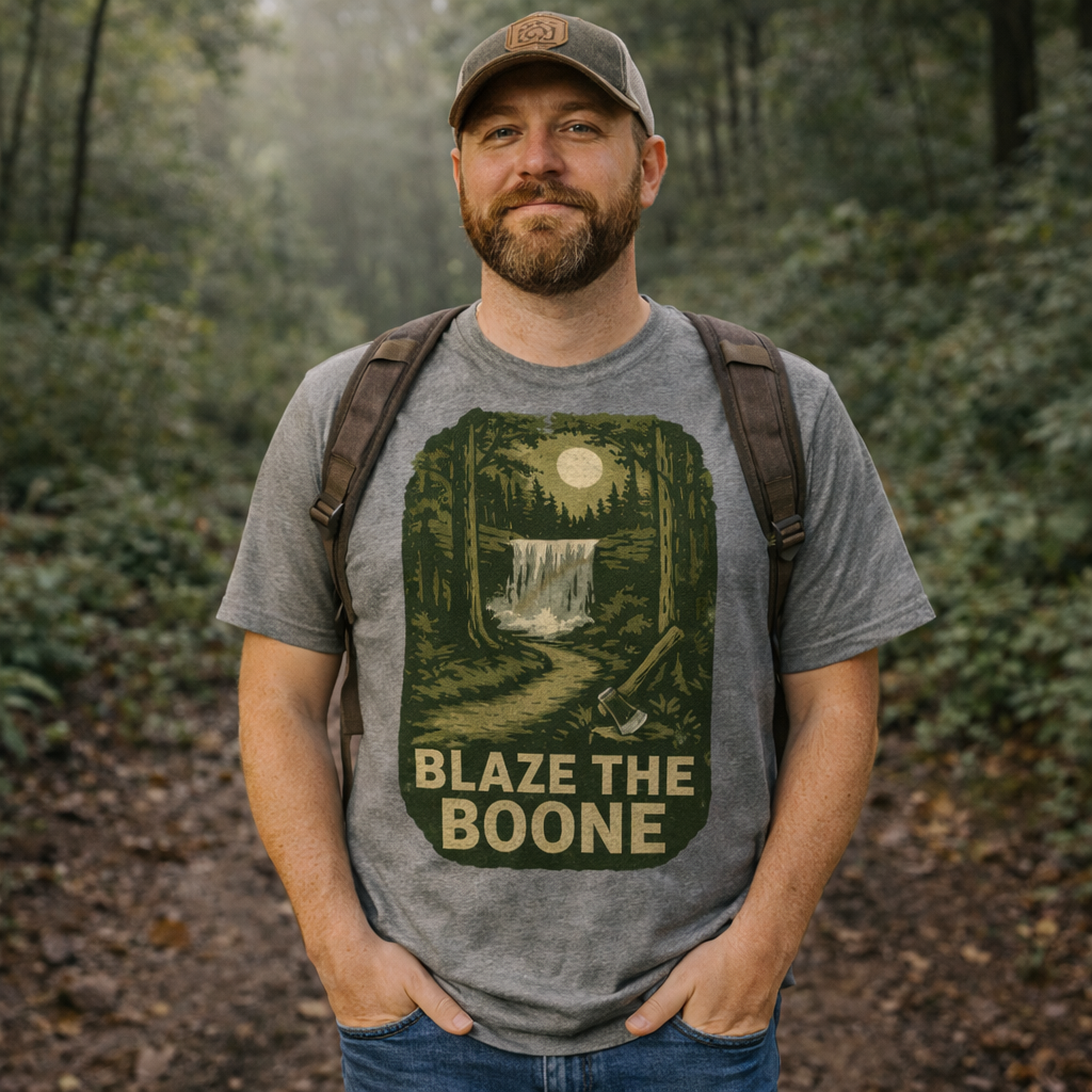 Blaze the Boone Tee | Kentucky Frontier Waterfall Shirt | Elite Tri-Blend