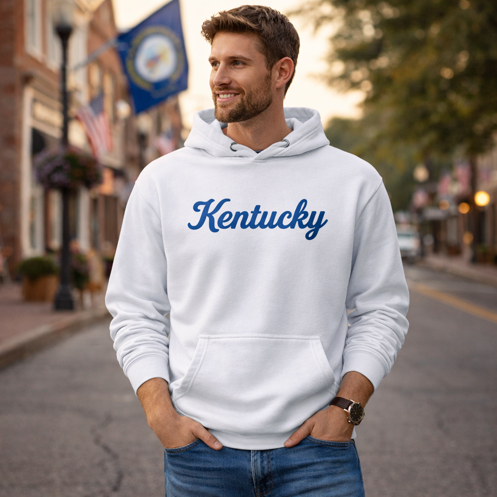 Kentucky Hoodie | Embroidered Vintage Script Design | Unisex Fleece
