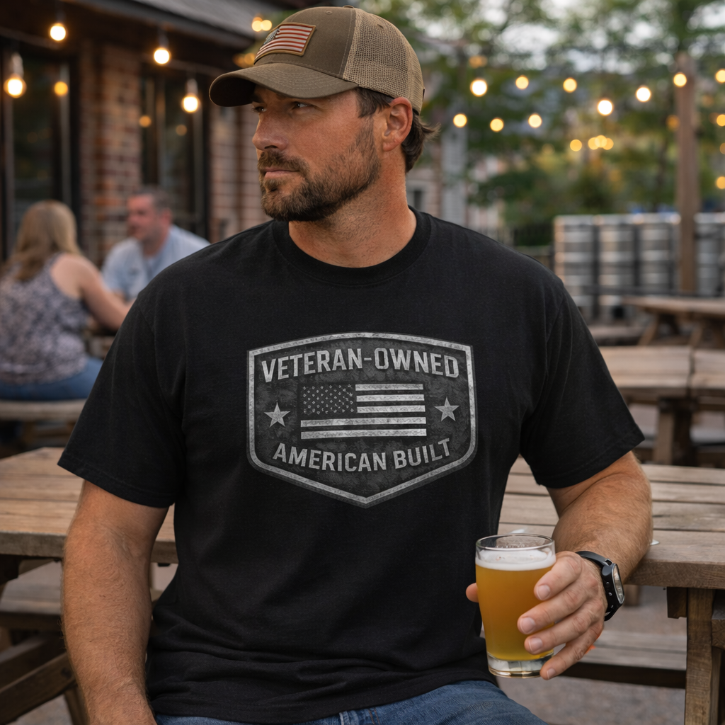 Veteran-Owned American Built T-Shirt | Military Shield Design | Elite