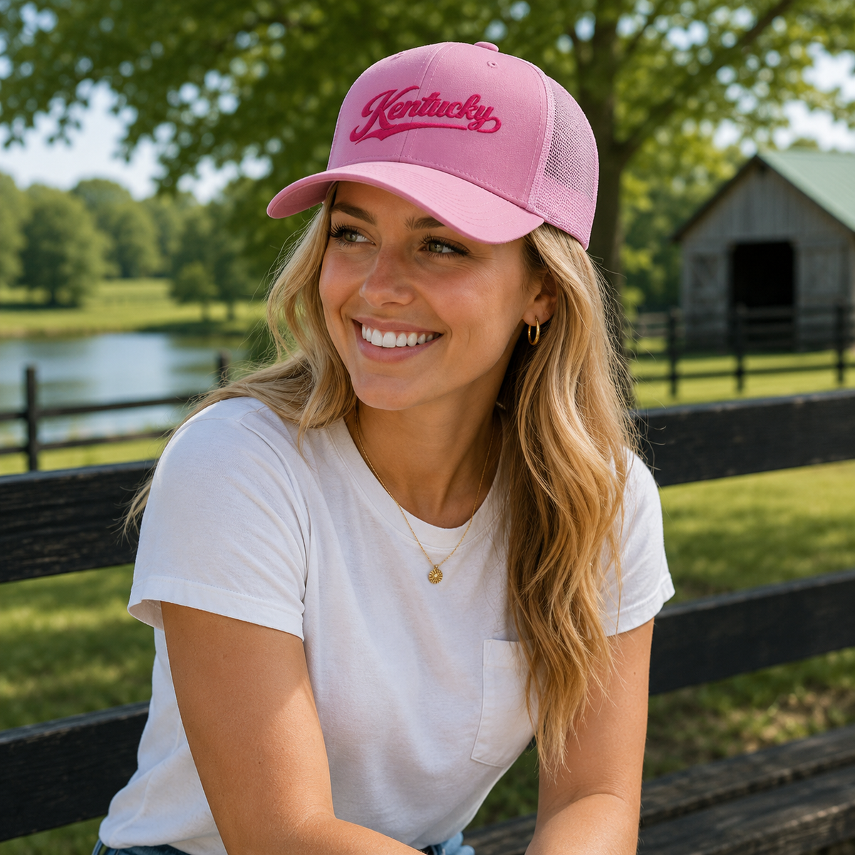Kentucky Pink Script Trucker Hat