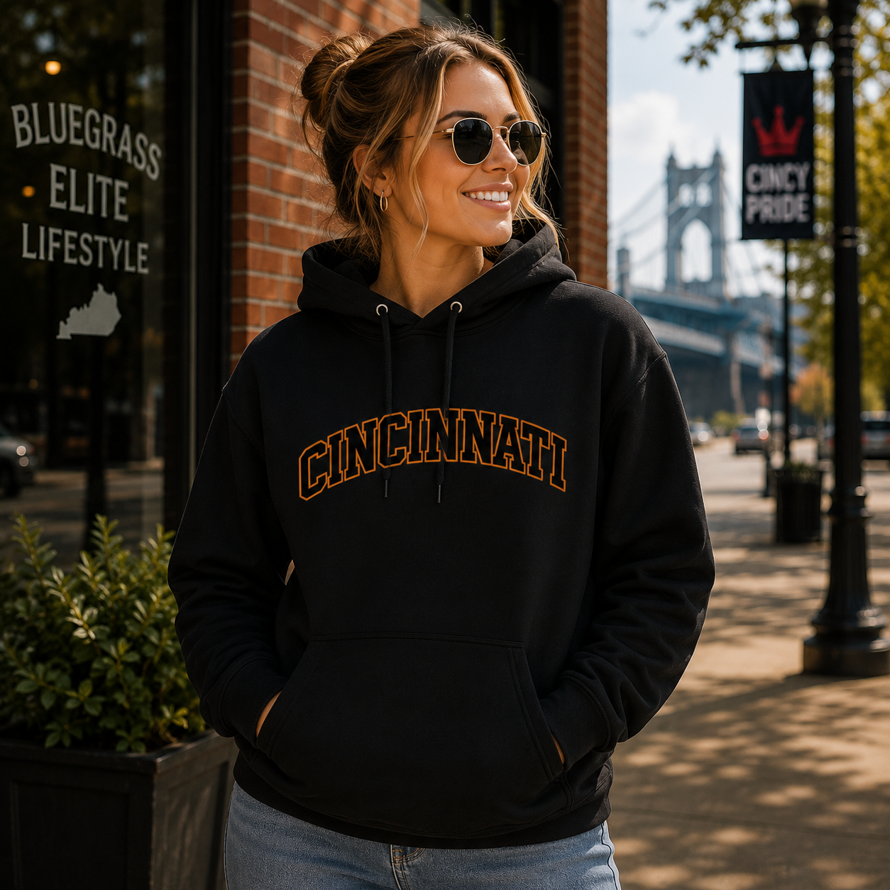 Cincinnati Arch Text Premium Mid-Weight Hoodie | Everyday Street Comfort