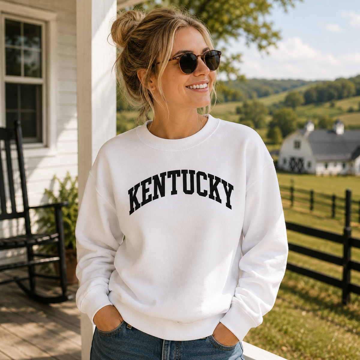 Kentucky Oversized Sweatshirt | Arched Block Letter Design - Bluegrass Elite Apparel LLC