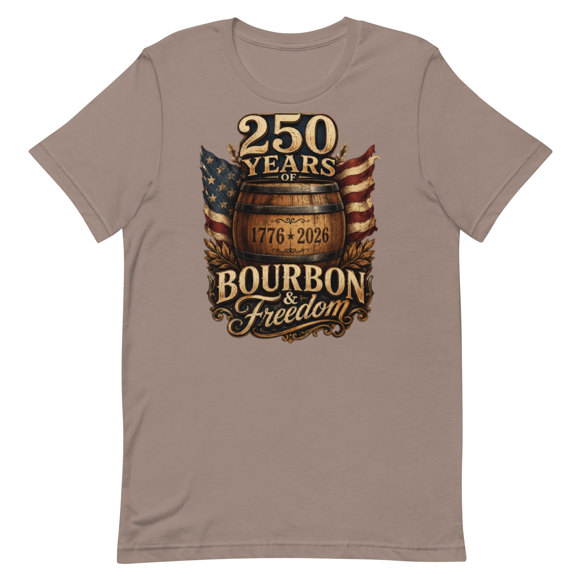 250 Years of Bourbon & Freedom T-Shirt | Heritage Barrel Design | Classic - Bluegrass Elite Apparel LLC
