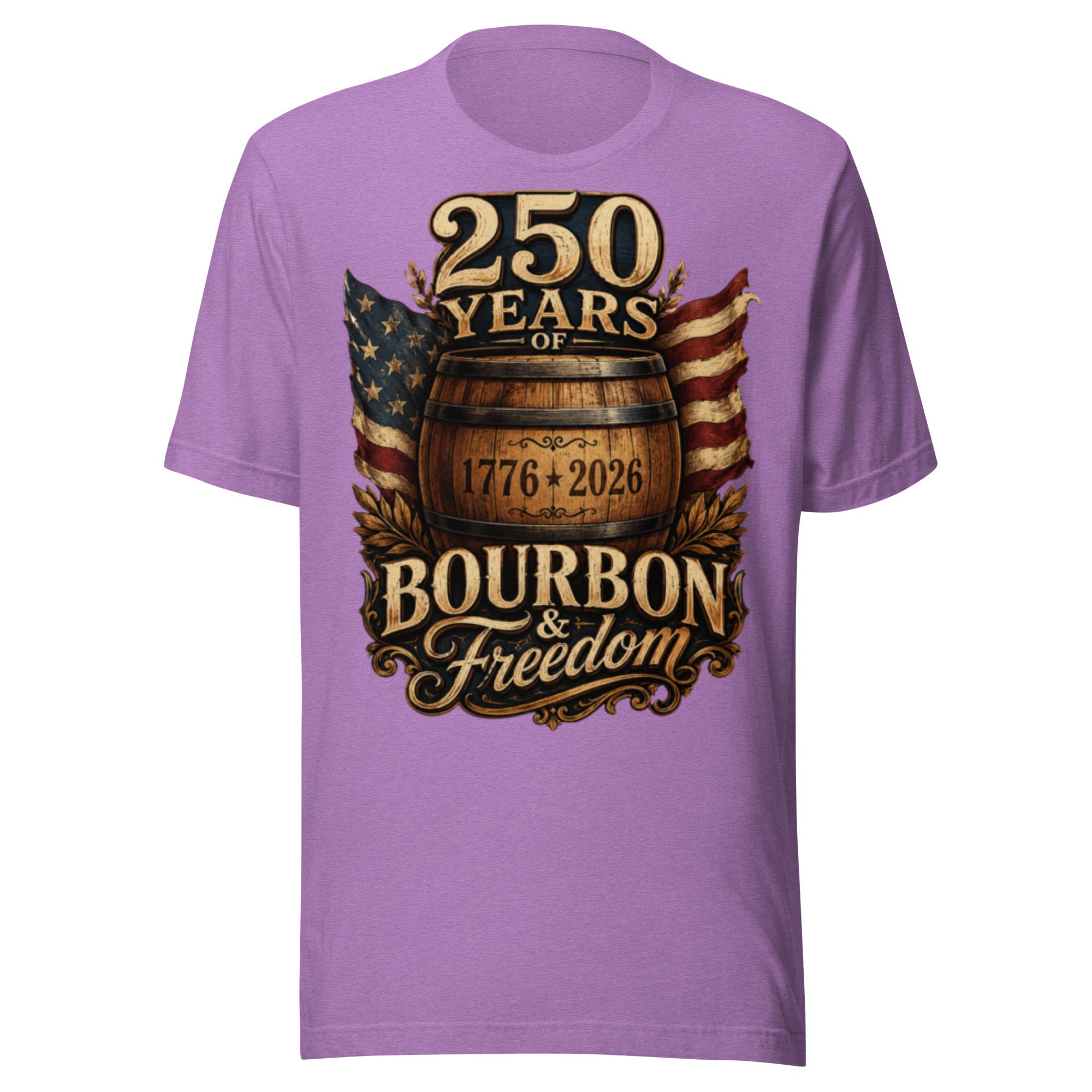 250 Years of Bourbon & Freedom T-Shirt | Heritage Barrel Design | Classic - Bluegrass Elite Apparel LLC