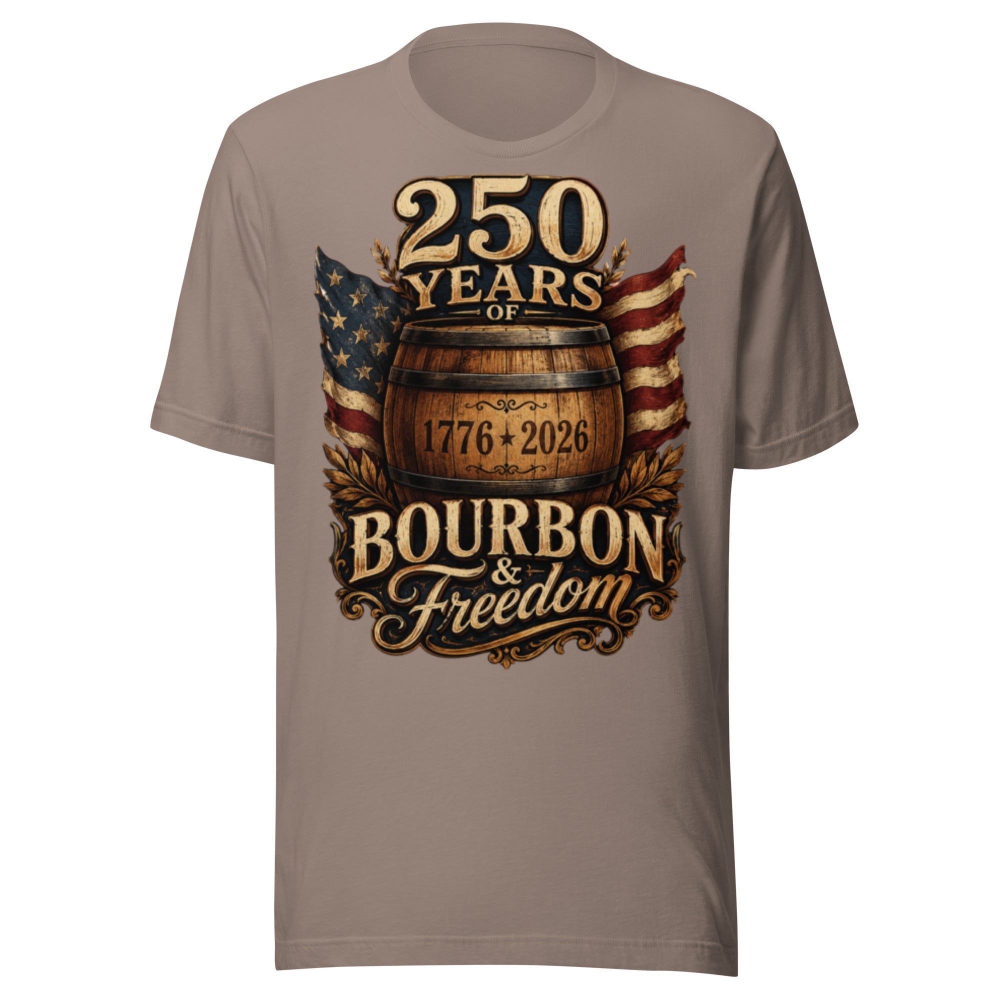 250 Years of Bourbon & Freedom T-Shirt | Heritage Barrel Design | Classic - Bluegrass Elite Apparel LLC