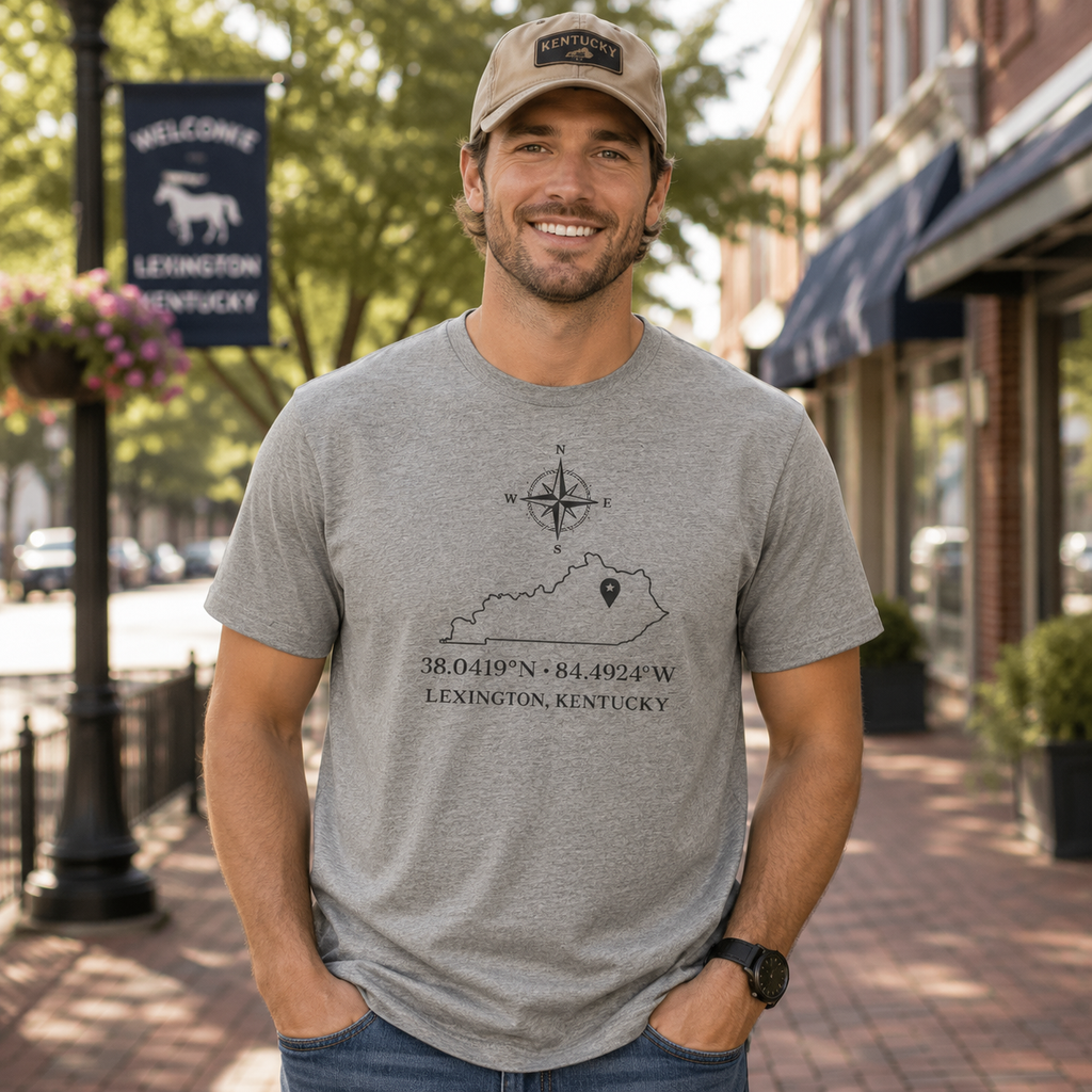 Kentucky Coordinates T-Shirt | Lexington Latitude Design | Elite Tri-Blend