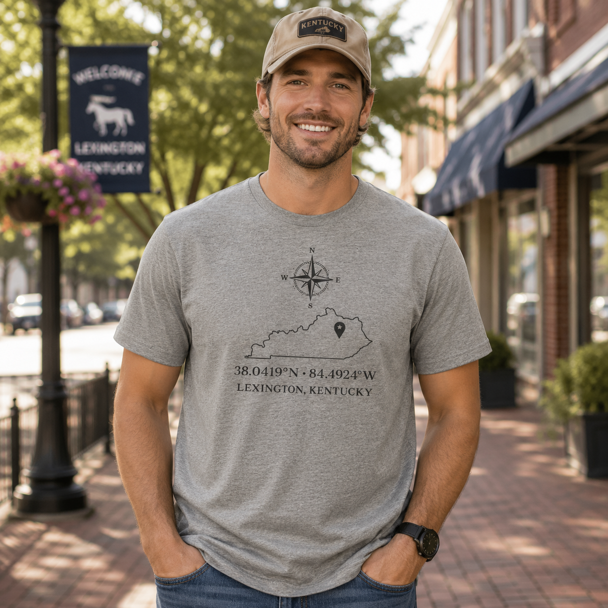 Kentucky Coordinates T-Shirt | Lexington Latitude Design | Elite Tri-Blend