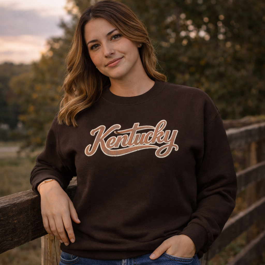 Kentucky Sweatshirt | Vintage Wood Texture Script | Unisex