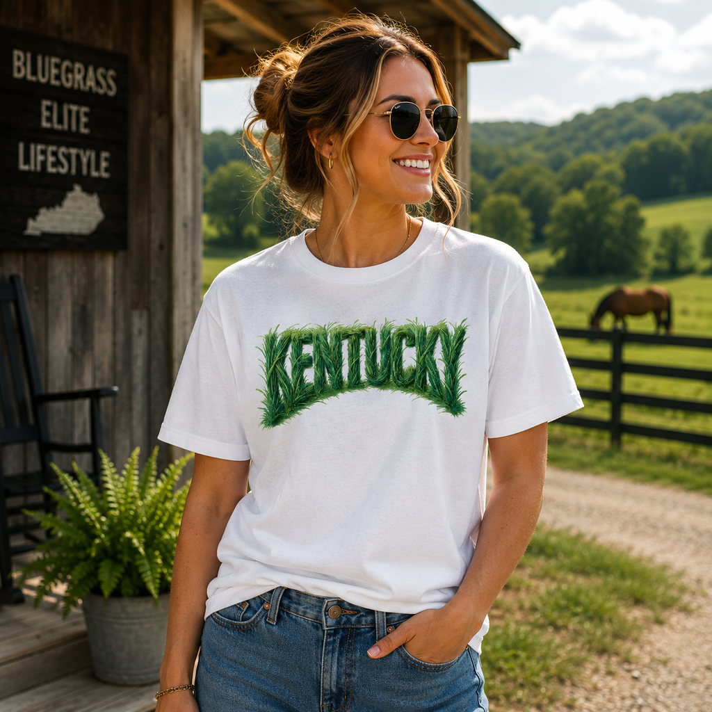 Kentucky Grass Tee | Bluegrass Typography Design | Classic