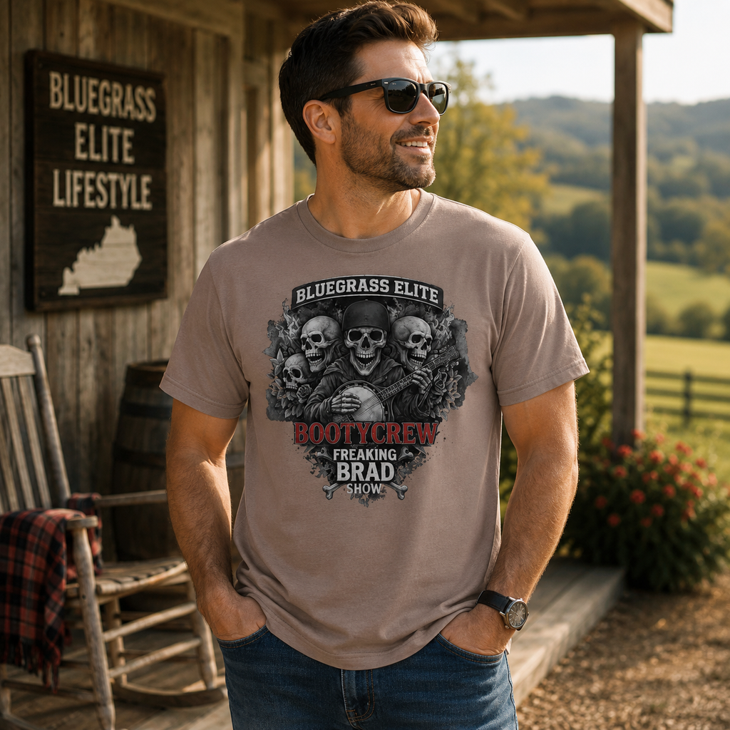 BootyCrew Banjo Skull T-Shirt | Freaking Brad Show | Classic Cotton