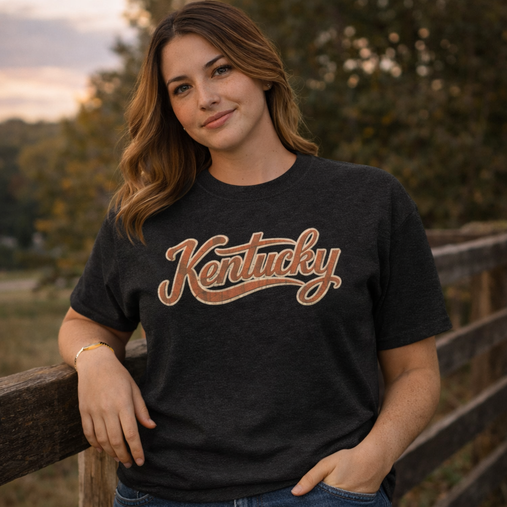 Kentucky T-Shirt | Vintage Wood Texture Script | Classic