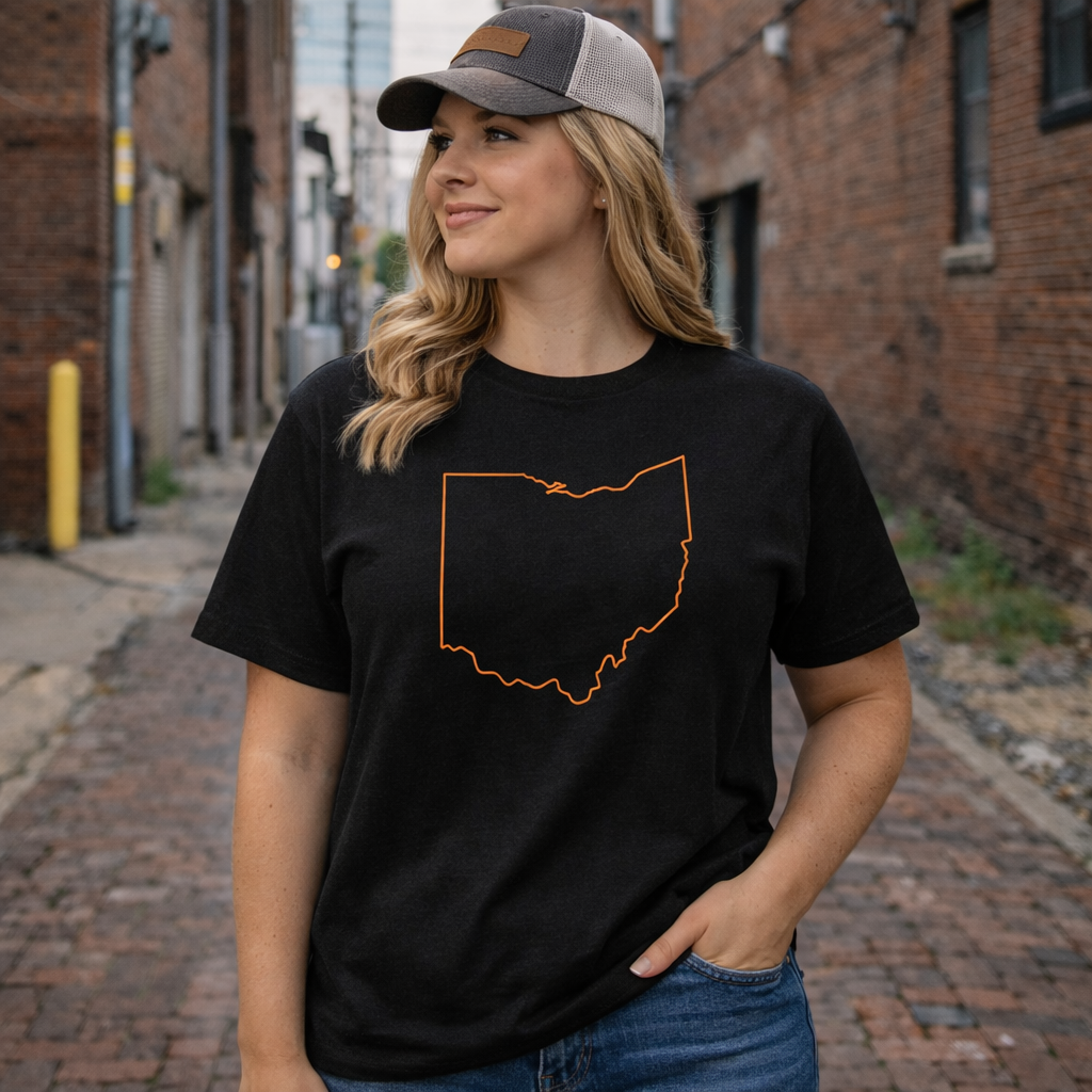 Orange Cincy T-Shirt | Ohio Outline Design | Elite