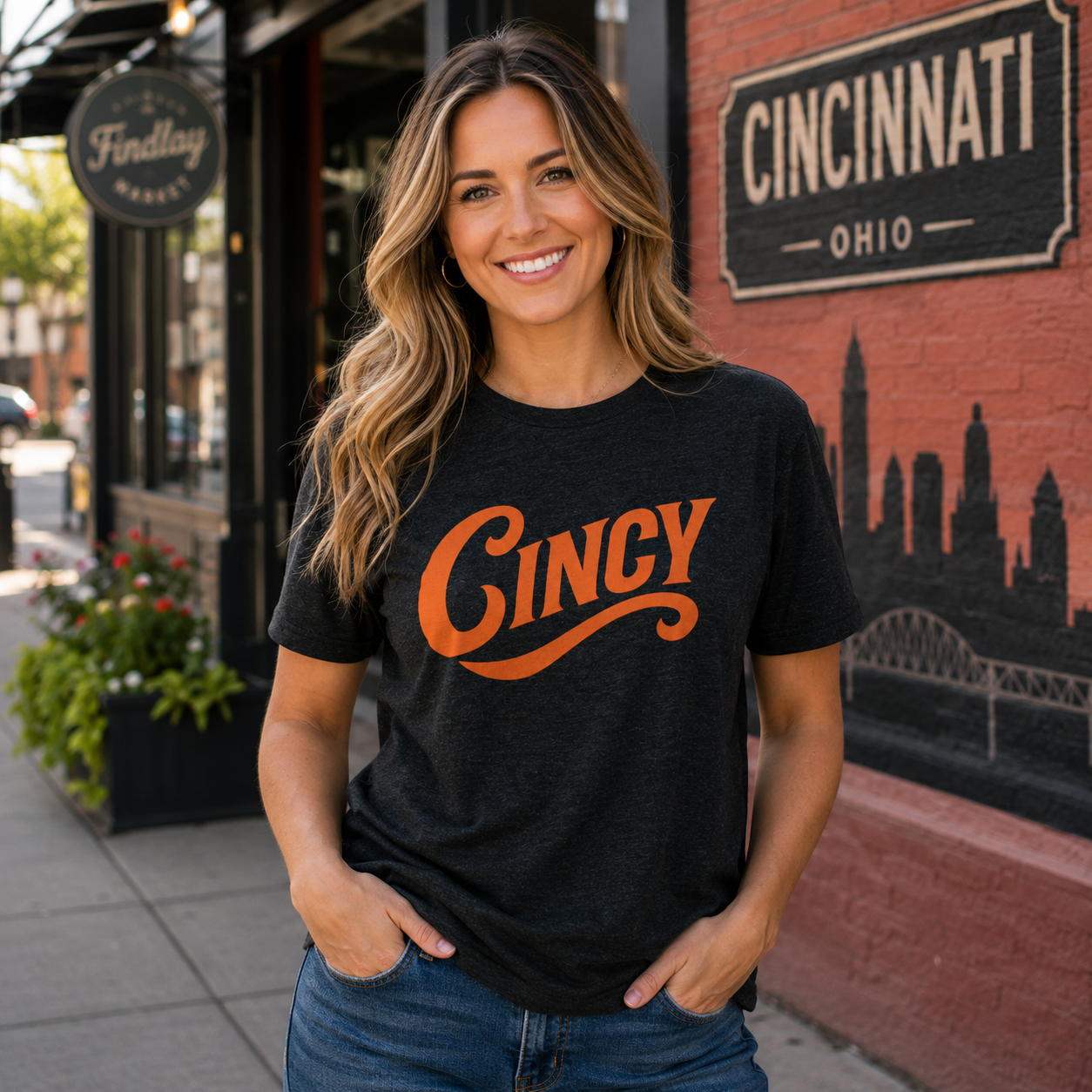 Cincy T-Shirt | Retro Orange Script Design | Elite Tri-Blend