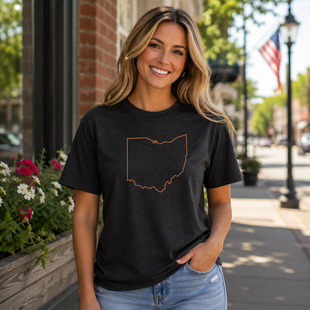 Orange Cincy T-Shirt | Ohio Outline Design | Elite