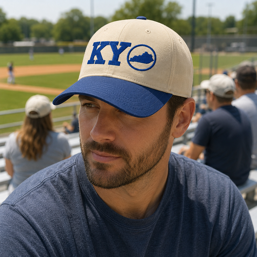 Kentucky Blue KY State Outline 5 Panel Cap