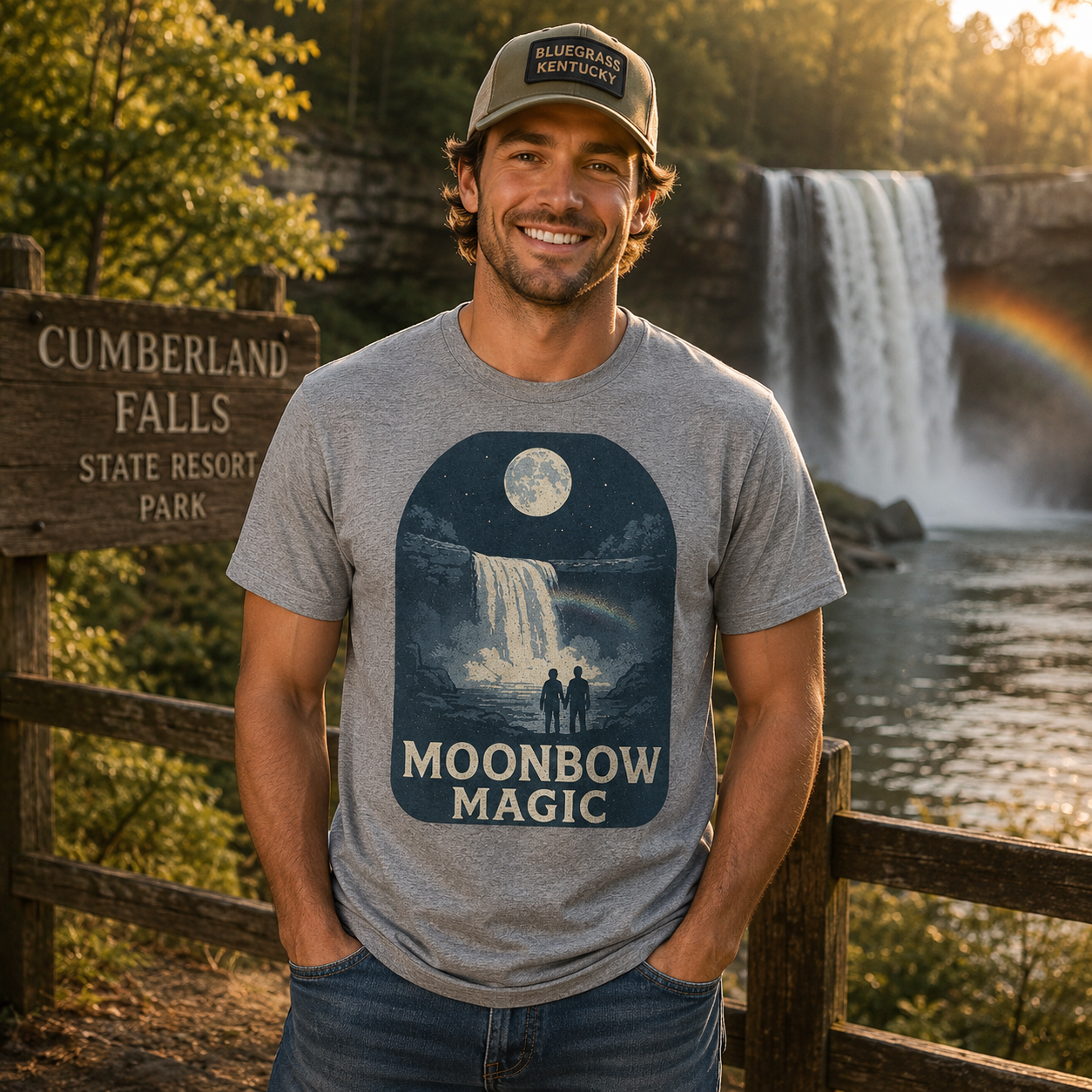 Moonbow Magic Tee | Cumberland Falls Kentucky Night Rainbow Shirt