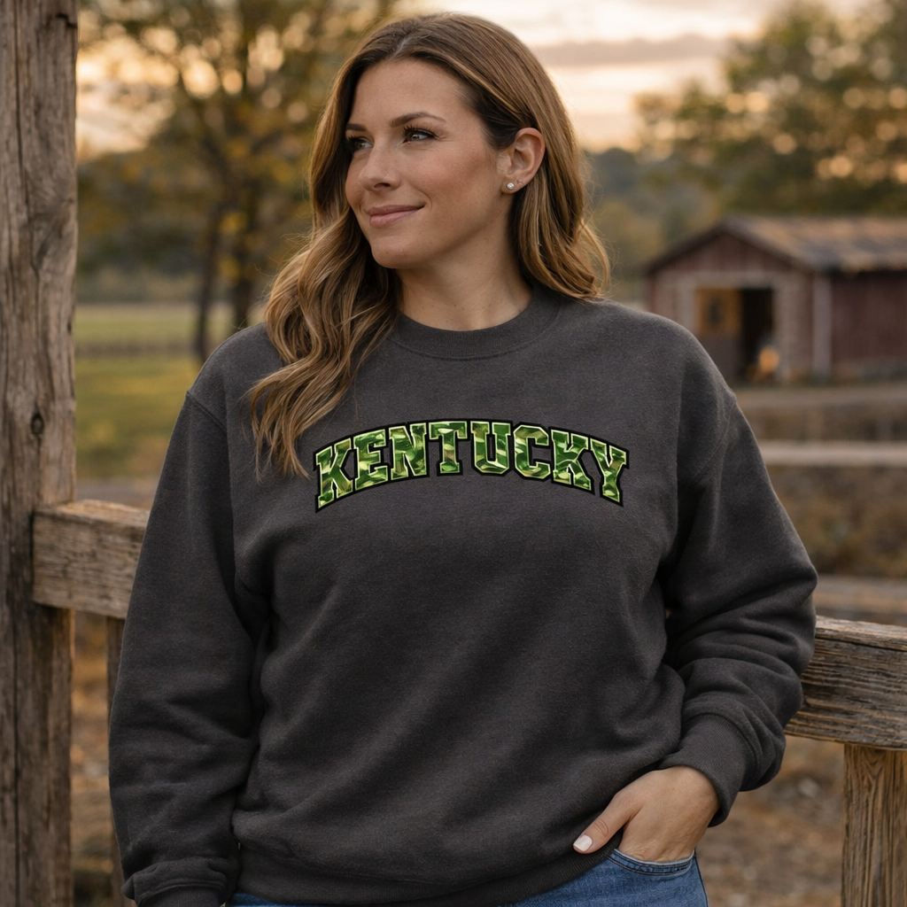 Kentucky Camo Sweatshirt | Military Green Arch Design | Unisex