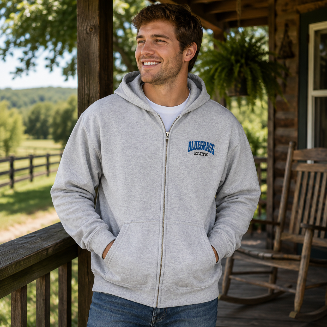 Bluegrass Elite Arch Logo Zip Hoodie | Heavy Blend Fleece