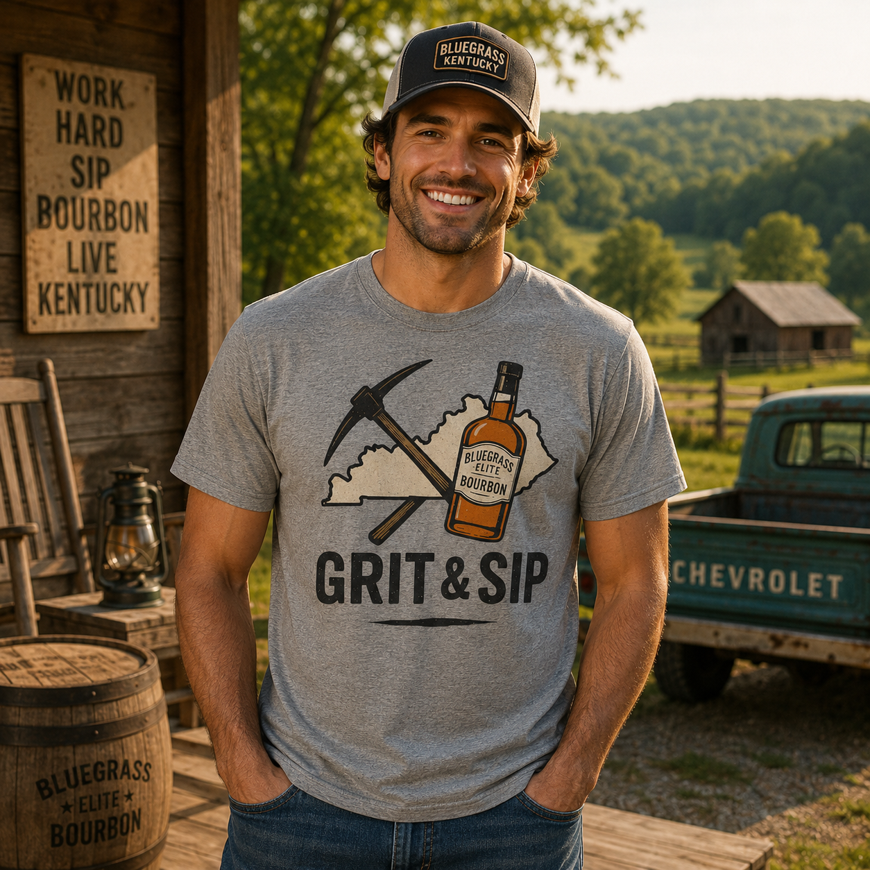 Grit and Sip Tee | Kentucky Bourbon &amp; Coal Heritage Shirt | Elite Tri-Blend