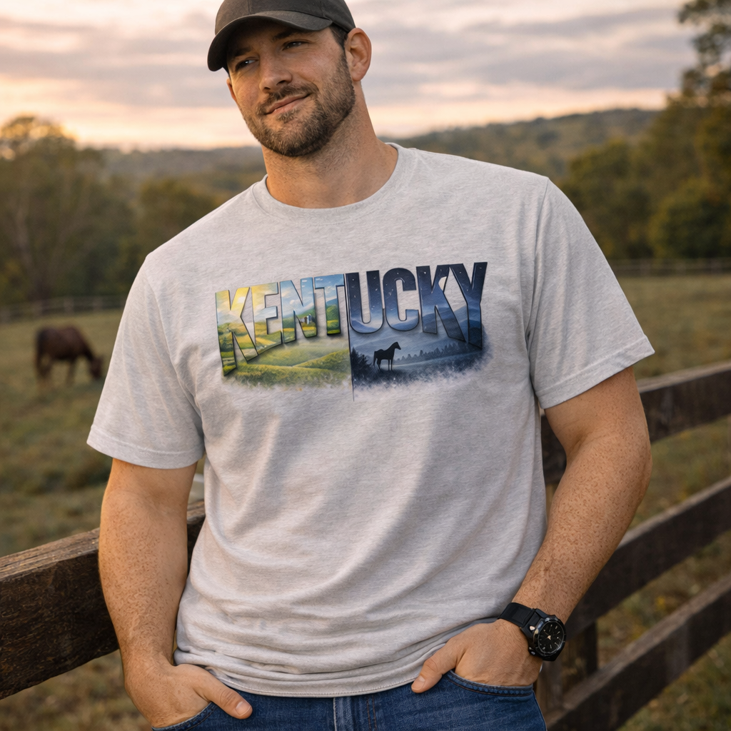 Kentucky Landscape T-Shirt | Day & Night Art Design | Classic