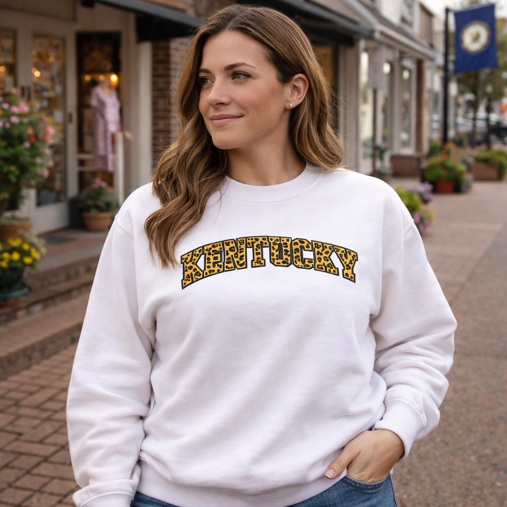 Kentucky Leopard Print Sweatshirt | Bold Arched Design