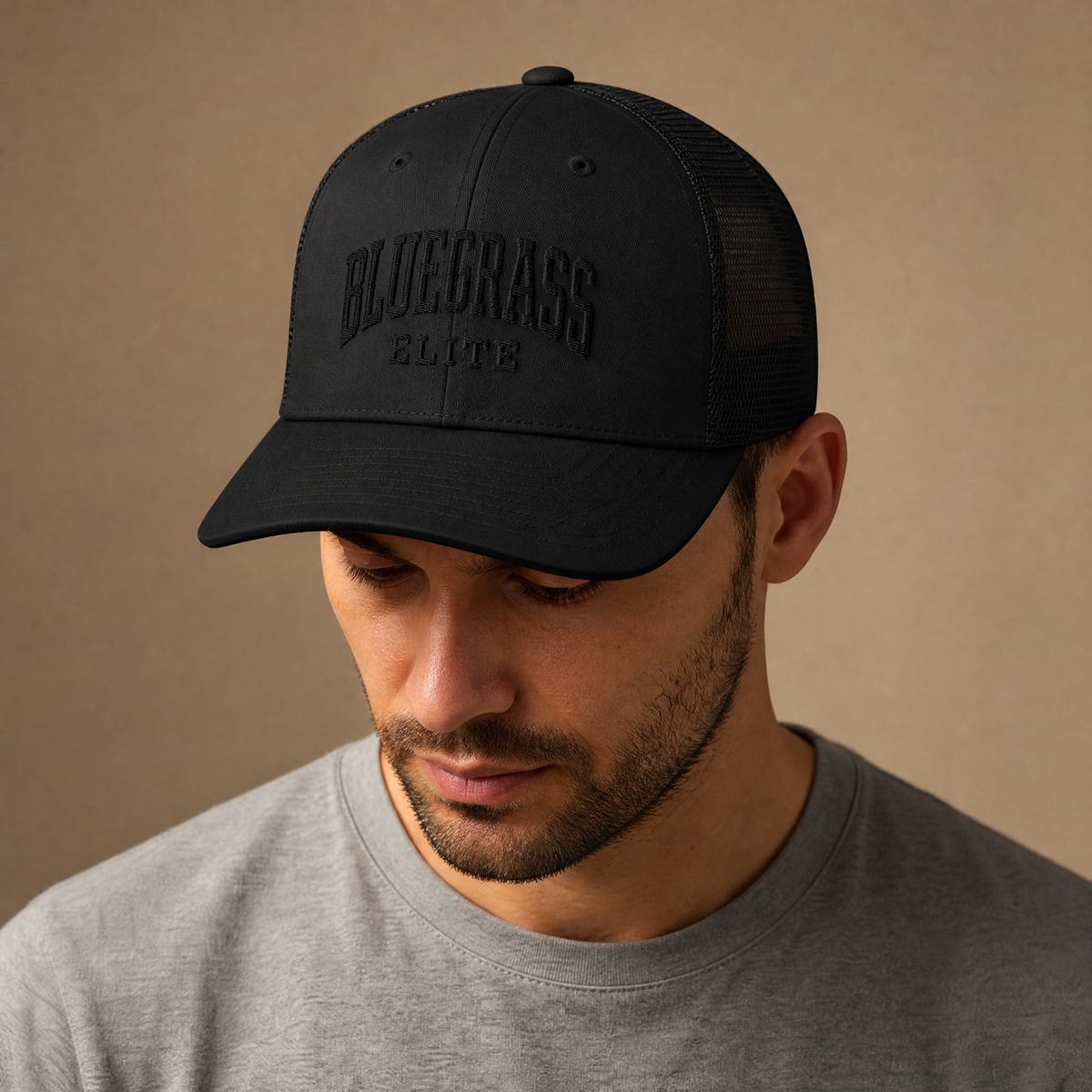 Blackout Bluegrass Elite Trucker Hat | 3D Puffy Embroidered Patch