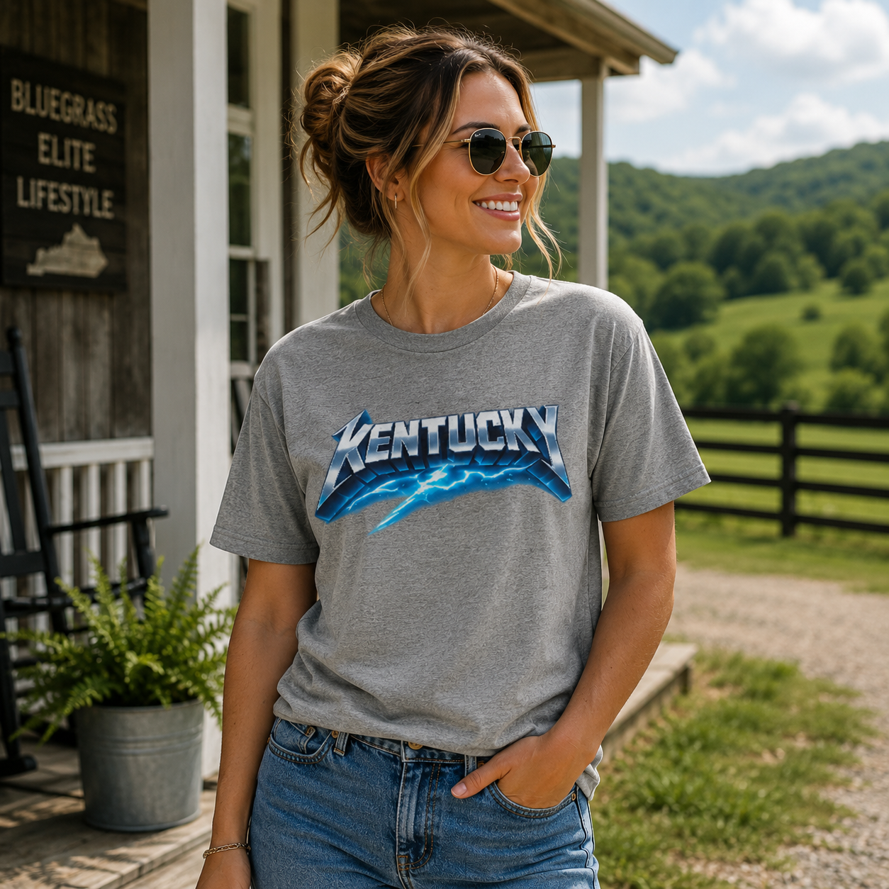 Kentucky Rock T-Shirt | Lightning Bolt Metal Style | Elite