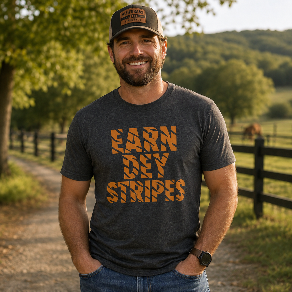 Cincinnati Football T-Shirt | Earn Dey Stripes Bold Graphic | Elite Tri-Blend