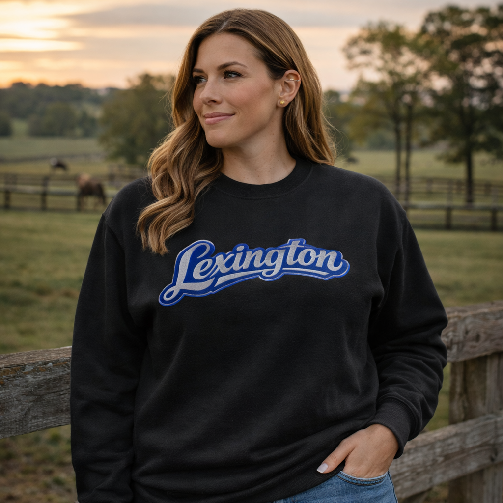 Lexington Embroidered Sweatshirt | Vintage Arch Script | Fleece
