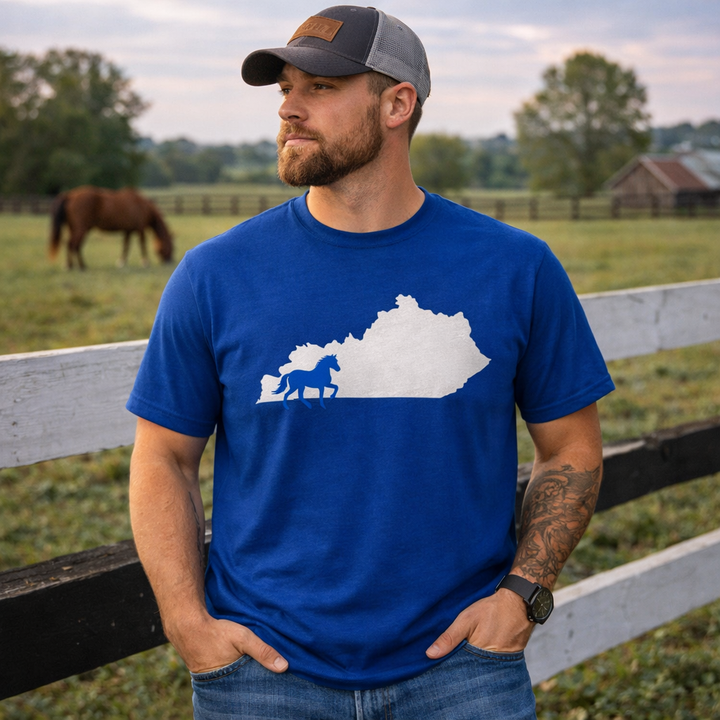 Bluegrass State Shirt | Kentucky Outline + Horse Design | Classic