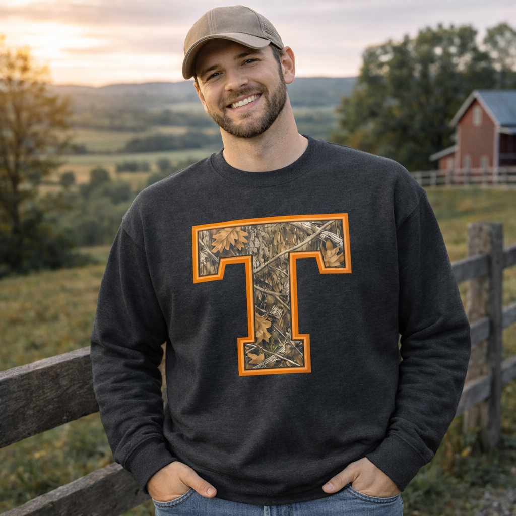 Block T Camo Sweatshirt | Mossy Oak Print | Unisex Pullover