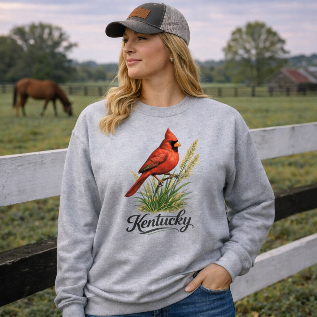 Kentucky Cardinal State Bird Sweatshirt | Bluegrass Perch Design | Unisex Pullover